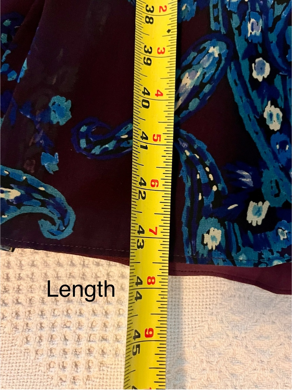 CAbi Floral Paisley V-Neck Dress in Plum & Teal Blue with Pockets & Hidden Zip - Picture 10 of 12